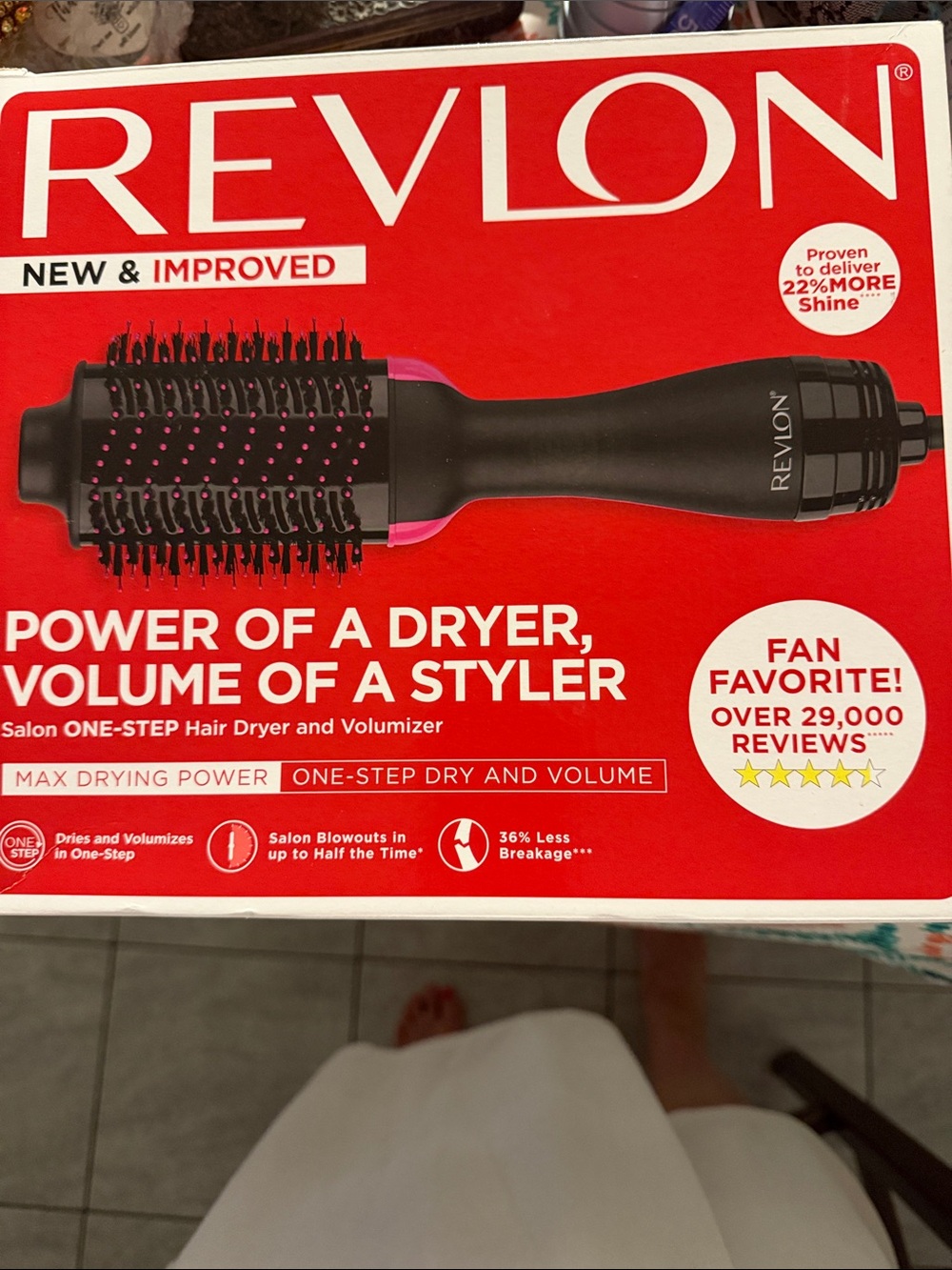 NEW in box not opened One-Step Hair Dryer & Volumizer - Black with Pink Accents